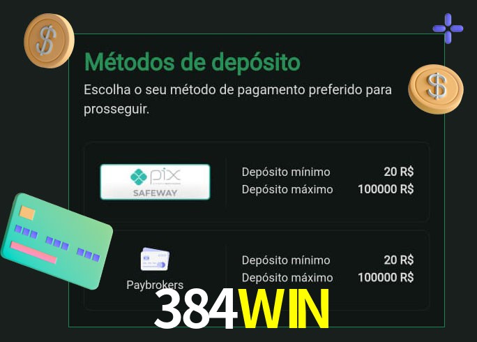 O cassino 384WIN oferece uma grande variedade de métodos de pagamento